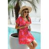 image:imageEkouaer Womens Swimsuit Coverup Short Sleeve Beach Cover Up Dress V Neck Bikini BeachwearRed Floral01