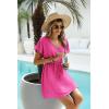 image:imageEkouaer Womens Swimsuit Coverup Short Sleeve Beach Cover Up Dress V Neck Bikini BeachwearRose Red