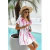 image:imageEkouaer Womens Swimsuit Coverup Short Sleeve Beach Cover Up Dress V Neck Bikini BeachwearRose Tie Dye01
