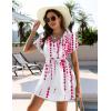image:imageEkouaer Womens Swimsuit Coverup Short Sleeve Beach Cover Up Dress V Neck Bikini BeachwearRose Tie Dye01