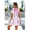 image:imageEkouaer Womens Swimsuit Coverup Short Sleeve Beach Cover Up Dress V Neck Bikini BeachwearRose Tie Dye01