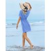 image:imageEkouaer Womens Swimsuit Coverup Short Sleeve Beach Cover Up Dress V Neck Bikini BeachwearSky Blue01