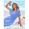 image:imageEkouaer Womens Swimsuit Coverup Short Sleeve Beach Cover Up Dress V Neck Bikini BeachwearSky Blue01