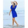 image:imageEkouaer Womens Swimsuit Coverup Short Sleeve Beach Cover Up Dress V Neck Bikini BeachwearSnorkel Blue201
