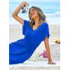 image:imageEkouaer Womens Swimsuit Coverup Short Sleeve Beach Cover Up Dress V Neck Bikini BeachwearSnorkel Blue201