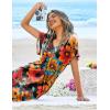 image:imageEkouaer Womens Swimsuit Coverup Short Sleeve Beach Cover Up Dress V Neck Bikini BeachwearWatercolor Daisy Flowers