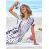 image:imageEkouaer Womens Swimsuit Coverup Short Sleeve Beach Cover Up Dress V Neck Bikini BeachwearWhite Tie Dye01