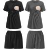 image:imageEkouaer 2 Pack Womens Nursing Pajamas Set Double Layer Maternity Pjs Postpartum Loungewear Set Breastfeeding Tops amp ShortsBlackDeep Grey