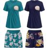 image:imageEkouaer 2 Pack Womens Nursing Pajamas Set Double Layer Maternity Pjs Postpartum Loungewear Set Breastfeeding Tops amp ShortsFloral Navy BlueFloral Teal