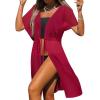 image:imageEkouaer Bathing Suit Cover Up Chiffon Swim Suit Coverup Tie Front Sheer Beach Kimono Coverups Swimwear CardigansA10red