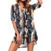 image:imageEkouaer Bathing Suit Cover Up for Women V Neck Button Down Swimsuit Coverup Beach Dress Shirt S3XLCx114tropical Print