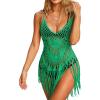 image:imageEkouaer Beach Swimsuit Cover Up Women Crochet Bikini Coverups Summer Pool Swimwear Tassel DressGreen