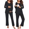 image:imageEkouaer Maternity Nursing Pajama Set Long Sleeve Top amp Pants with Pockets Breastfeeding Sleepwear Double Layer PregnancyA Black