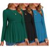 image:imageEkouaer Maternity Shirts 3 Packs Pleated Long Sleeve Tops Tunic Casual Pregnancy ClothesBlackBlueGreen