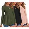 image:imageEkouaer Maternity Shirts 3 Packs Pleated Long Sleeve Tops Tunic Casual Pregnancy ClothesBlackPinkGreen