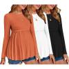 image:imageEkouaer Maternity Shirts 3 Packs Pleated Long Sleeve Tops Tunic Casual Pregnancy ClothesBlackWhiteCaramel
