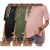 image:imageEkouaer Maternity Shirts 3 Packs Short Sleeve Womens Oversized Pregnancy Tops Split Side Postpartum Blouse Clothes SXXLBlackArmy GreenDirty Pink