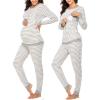 image:imageEkouaer Nursing Pajama Set Long Sleeve Maternity Clothes Labor Pregnancy Pjs Breastfeeding Thermal Underwear SleepwearAsh Light Gray Stripe