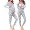 image:imageEkouaer Nursing Pajama Set Long Sleeve Maternity Clothes Labor Pregnancy Pjs Breastfeeding Thermal Underwear SleepwearStrar Light Gray