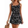 image:imageEkouaer Swim Dress One Piece Bathing Suit Skirted Swimsuits for Women Ruched Retro Swimwear SXXLBlack Sun Moon