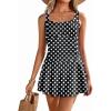 image:imageEkouaer Swim Dress One Piece Bathing Suit Skirted Swimsuits for Women Ruched Retro Swimwear SXXLBlack With White Dots