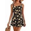 image:imageEkouaer Swim Dress One Piece Bathing Suit Skirted Swimsuits for Women Ruched Retro Swimwear SXXLBlack With Yellow Flowers