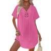 image:imageEkouaer Swimsuit Cover Ups for Women Lace Crochet VNeck Bikini Beach Coverups Dress for Swimwear Bathing Suit00hot Pink