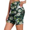 image:imageEkouaer Womens 85 Board Shorts High Waisted Swim Shorts Cross Waist Beach Surf Swimwear Swimsuit Bottoms with Pocket S3XLWhite Flowers Green Leaves