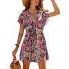 image:imageEkouaer Womens Cover Ups Casual Swimsuit Coverups Flowy Tie Waist Beach Cover Up DressTropical Leaf
