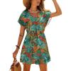 image:imageEkouaer Womens Cover Ups Casual Swimsuit Coverups Flowy Tie Waist Beach Cover Up DressTropical Print