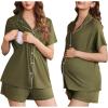 image:imageEkouaer Womens Maternity Nursing Pajama Sets Button Down Postpartum Pajamas Short Sleeve Breastfeeding ClothesArmy Green