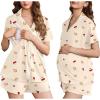 image:imageEkouaer Womens Maternity Nursing Pajama Sets Button Down Postpartum Pajamas Short Sleeve Breastfeeding ClothesCherry Teddy