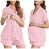 image:imageEkouaer Womens Maternity Nursing Pajama Sets Button Down Postpartum Pajamas Short Sleeve Breastfeeding ClothesPink Moon Teddy
