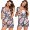 image:imageEkouaer Womens Maternity Nursing Pajama Sets Short Sleeve Postpartum Pajamas Breastfeeding Pregnancy ClothesAgray Flower