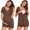 image:imageEkouaer Womens Maternity Nursing Pajama Sets Short Sleeve Postpartum Pajamas Breastfeeding Pregnancy ClothesBrown