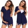 image:imageEkouaer Womens Maternity Nursing Pajama Sets Short Sleeve Postpartum Pajamas Breastfeeding Pregnancy ClothesNavy Blue Flower