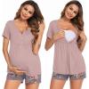 image:imageEkouaer Womens Maternity Nursing Pajama Sets Short Sleeve Postpartum Pajamas Breastfeeding Pregnancy ClothesPurple Floral
