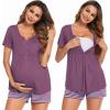 image:imageEkouaer Womens Maternity Nursing Pajama Sets Short Sleeve Postpartum Pajamas Breastfeeding Pregnancy ClothesPurple Stripe