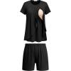image:imageEkouaer Womens Maternity Nursing Pajamas Set Breastfeeding Sleepwear Double Layer Short Sleeve Top amp Shorts Nursing PjsAblack