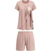 image:imageEkouaer Womens Maternity Nursing Pajamas Set Breastfeeding Sleepwear Double Layer Short Sleeve Top amp Shorts Nursing PjsApink