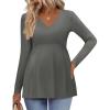 image:imageEkouaer Womens Maternity Shirts Long Sleeve Pregnancy Tops for Women V Neck Tunic Blouses ClothesDark Grey