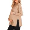 image:imageEkouaer Womens Maternity Shirts Long Sleeve Split Side Pregnancy Tee Top Tunic Blouse Casual Mama ClothesKhaki