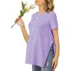 image:imageEkouaer Womens Maternity Shirts Short Sleeve Pregnancy Tops Blouses Split Side Casual Crewneck Pregnant Tunic TeePurple