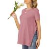 image:imageEkouaer Womens Maternity Shirts Short Sleeve Pregnancy Tops Blouses Split Side Casual Crewneck Pregnant Tunic TeeRed Purple