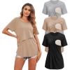 image:imageEkouaer Womens Maternity Shirts Short Sleeves Nursing Tops 3 Pack Double Laye Breastfeeding Tees Pregnancy Clothes SXXL3pcs Black  Khaki  Light Gray