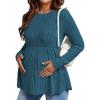 image:imageEkouaer Womens Maternity Tops Long Sleeve Pregnancy Tunic Blouses Crew Neck Ribbed Shirts Pregnant ClothesBlue