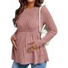 image:imageEkouaer Womens Maternity Tops Long Sleeve Pregnancy Tunic Blouses Crew Neck Ribbed Shirts Pregnant ClothesBlush Pink