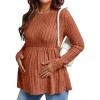 image:imageEkouaer Womens Maternity Tops Long Sleeve Pregnancy Tunic Blouses Crew Neck Ribbed Shirts Pregnant ClothesCaramel