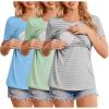 3pcs Light Green / Light Blue / Grey Stripe