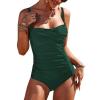 image:imageEkouaer Womens One Piece Swimsuit Ruched Tummy Control Bathing Suits Vintage Retro Push Up SwimwearDark Green